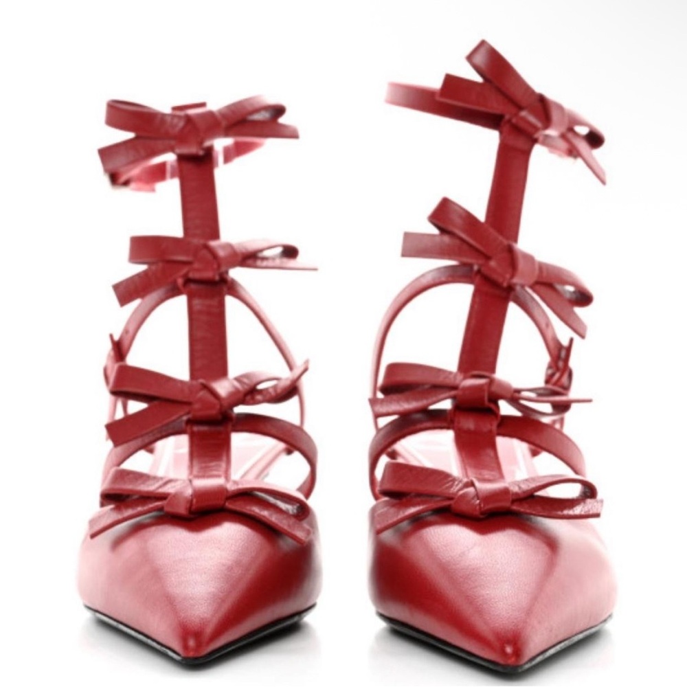 Valentino French Bows Kitten Heel, Red